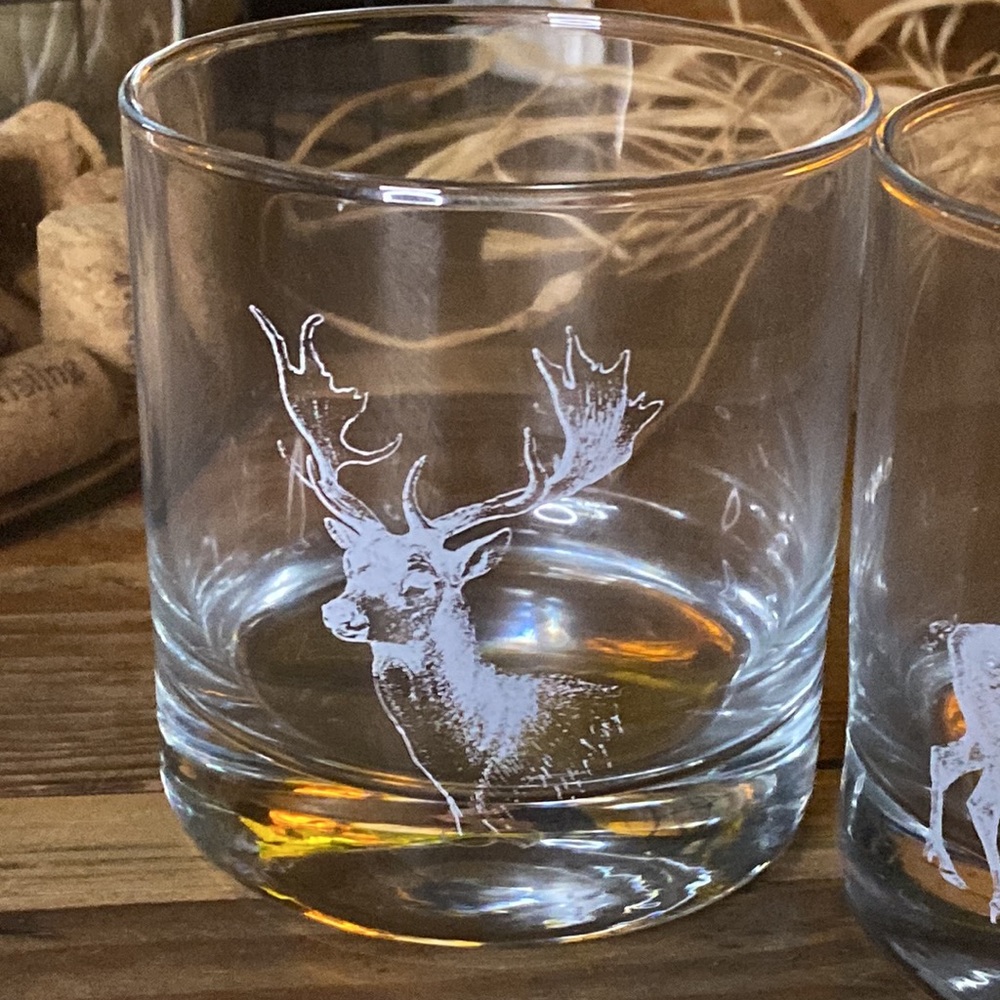 Pottery Barn Wilderness Cabin Stag Double Old Fashioned Glasses - Set Of 4 - Picture 10 of 16
